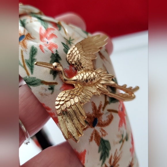 Headband crane heron bird floral satin vintage style handmade pearl crystals new - Picture 8 of 10